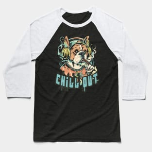 Hip Hop Bulldog Chill Out Artwork Baseball T-Shirt